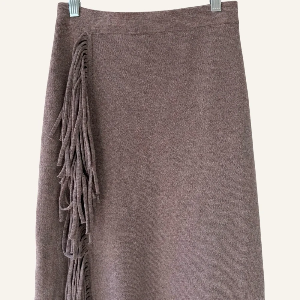 Ronny Kobo Orleans Coastal Cowgirl Fringe Midi Skirt Wool Cashmere Blend Size S - Picture 5 of 11